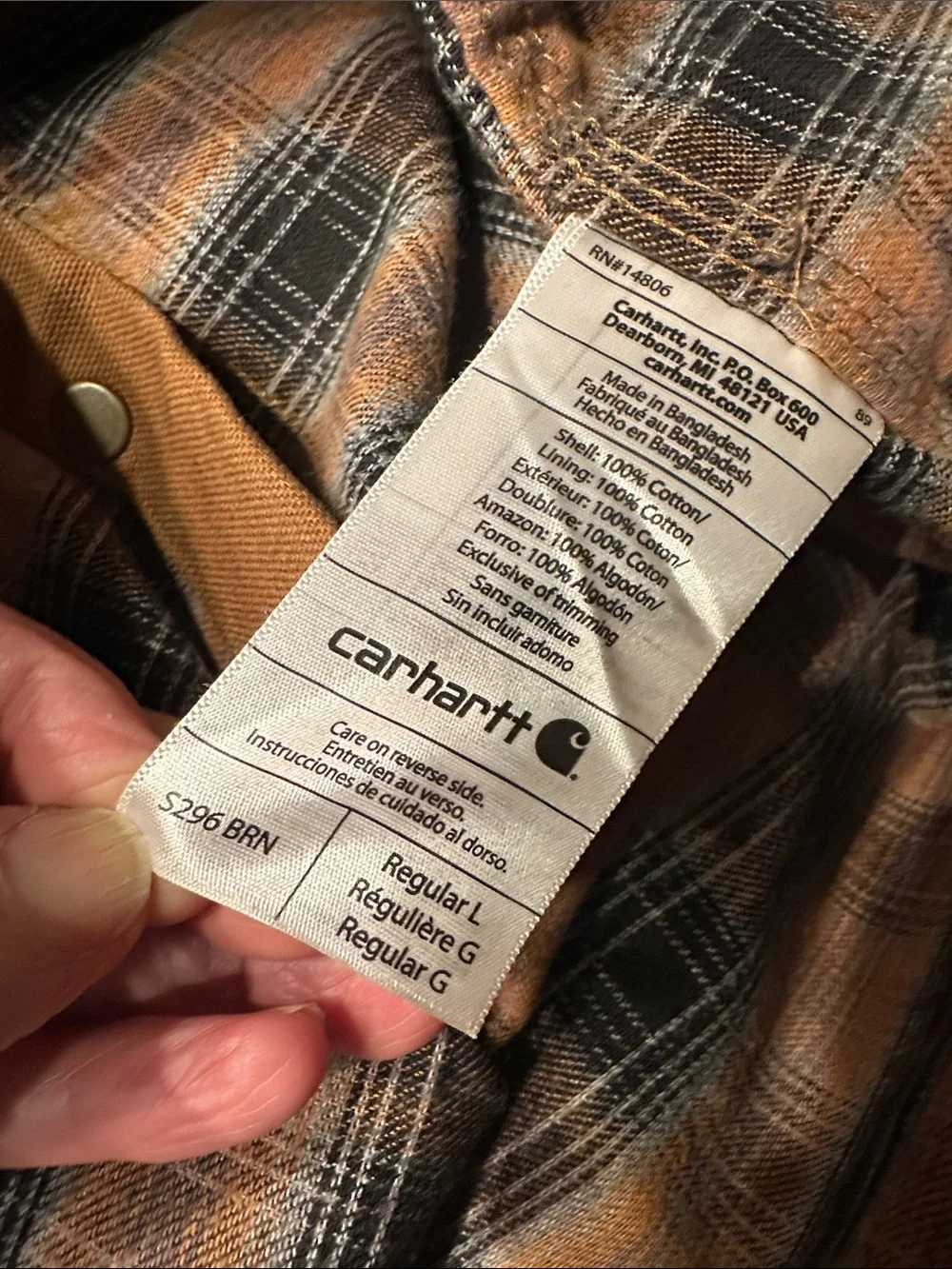NWT Carhartt S296 Brown flannel-lined heavy duty duck canvas shirt jacket Sz L - Picture 6 of 6